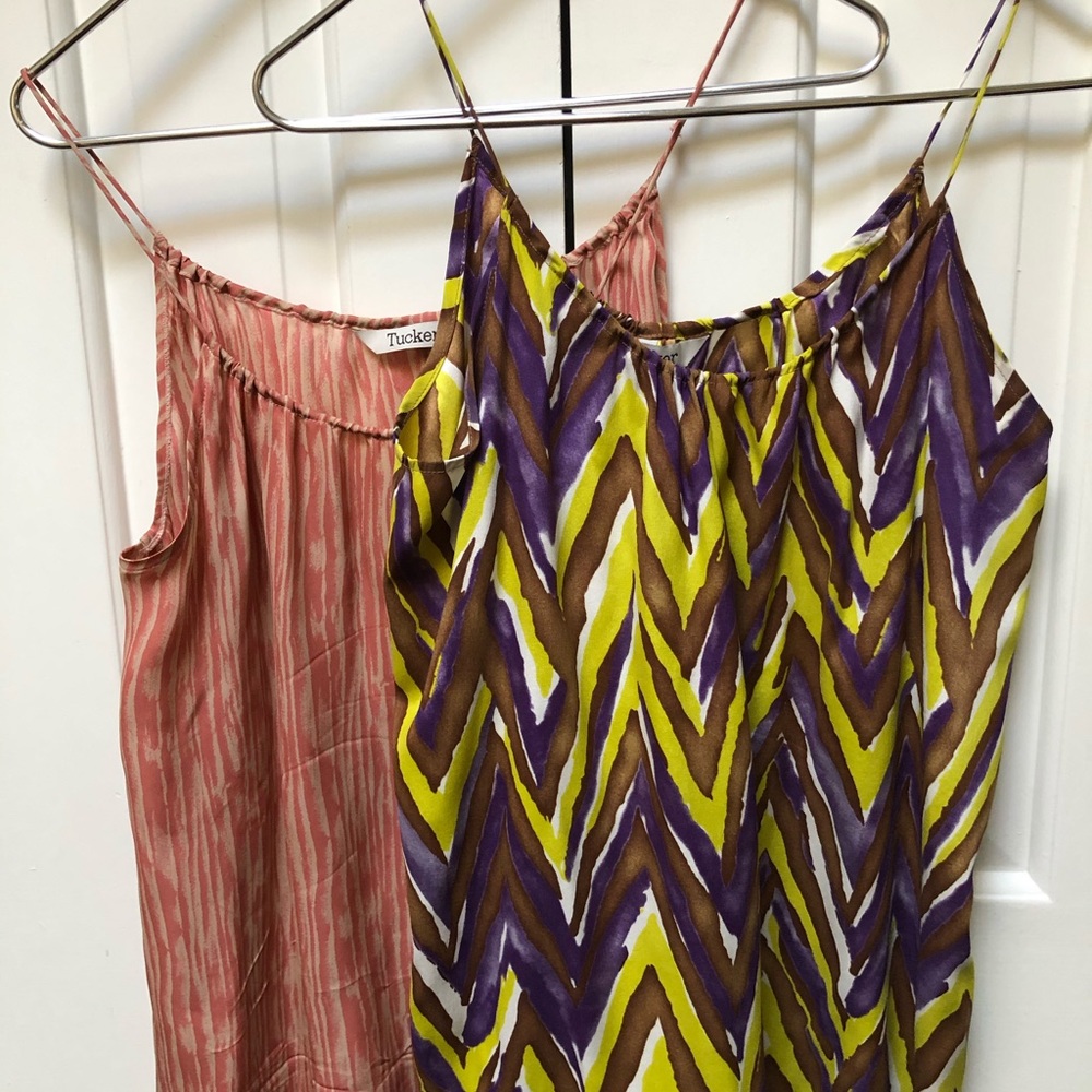Ladies silk camisoles with spaghetti straps